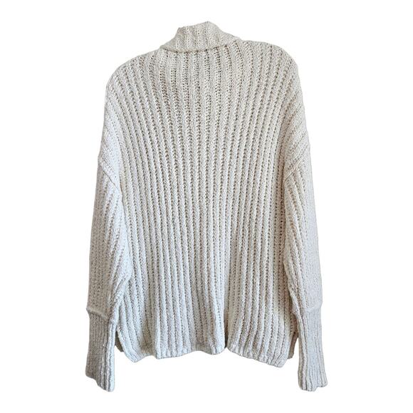 FREE PEOPLE We The Free XS Oversized Sweater Cream Cable Knit Wide Cuff 46" - Picture 8 of 10
